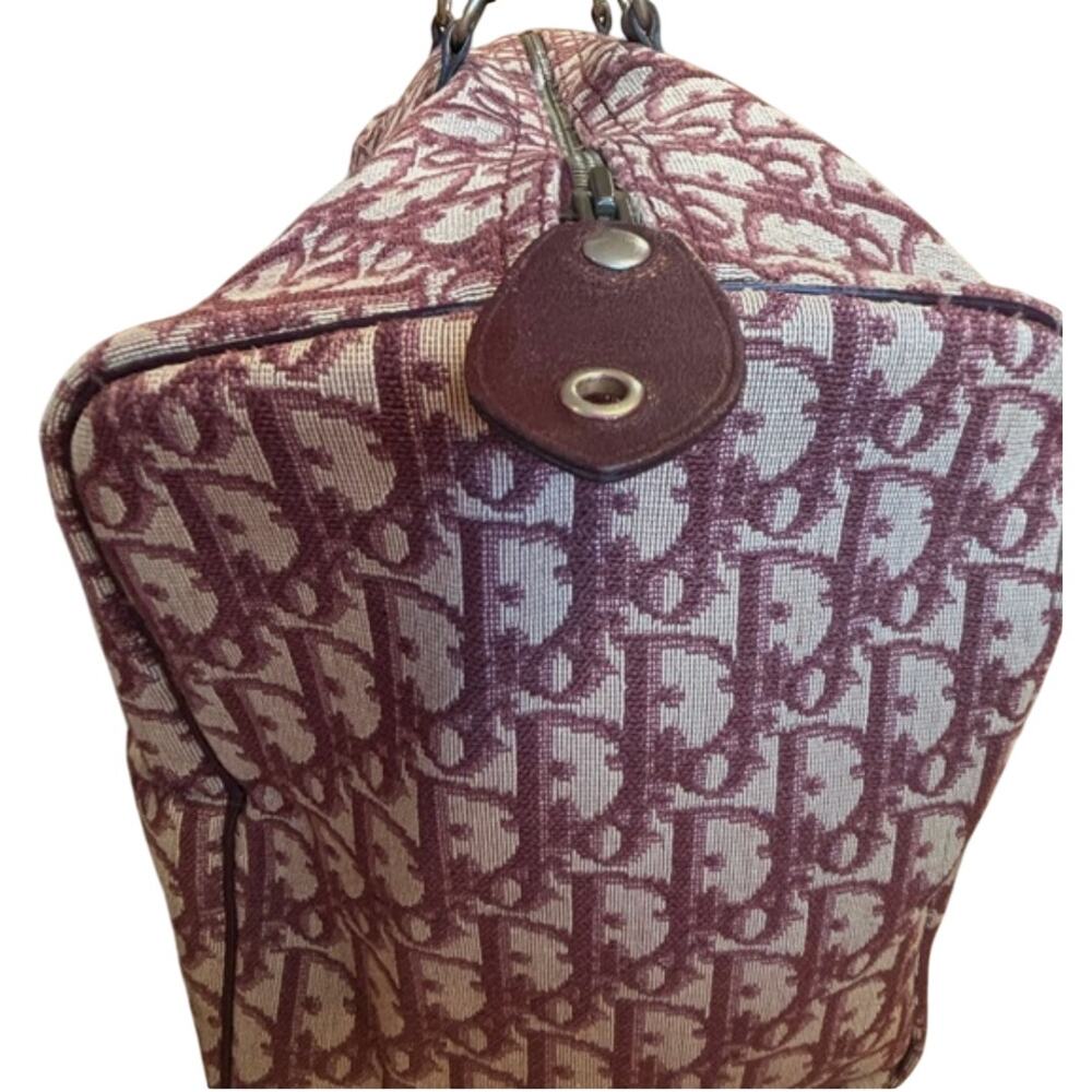 Christian Dior 48 Hour Bag in Burgandy and Leather with COA - Picture 6 of 14